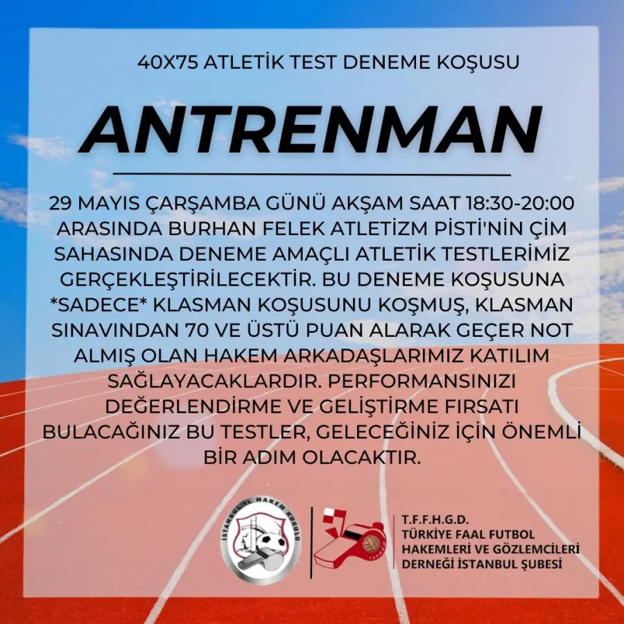 Atletik deneme koşusu organize etmiş bulunmaktayız.